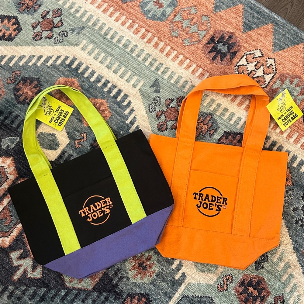 Trader Joe's Mini Tote Bags - Black and Orange